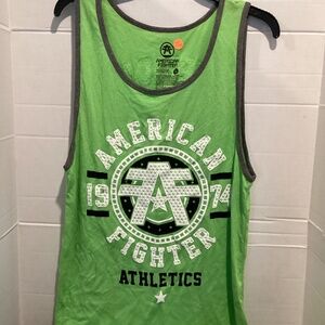 T100-Men’s Lime Green American Fighter Sleeveless Tank Top Size X Large New